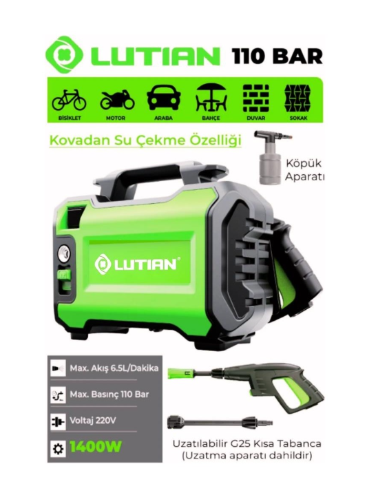 LUTİAN 1400W 110 BAR YIKAMA MAKİNASI